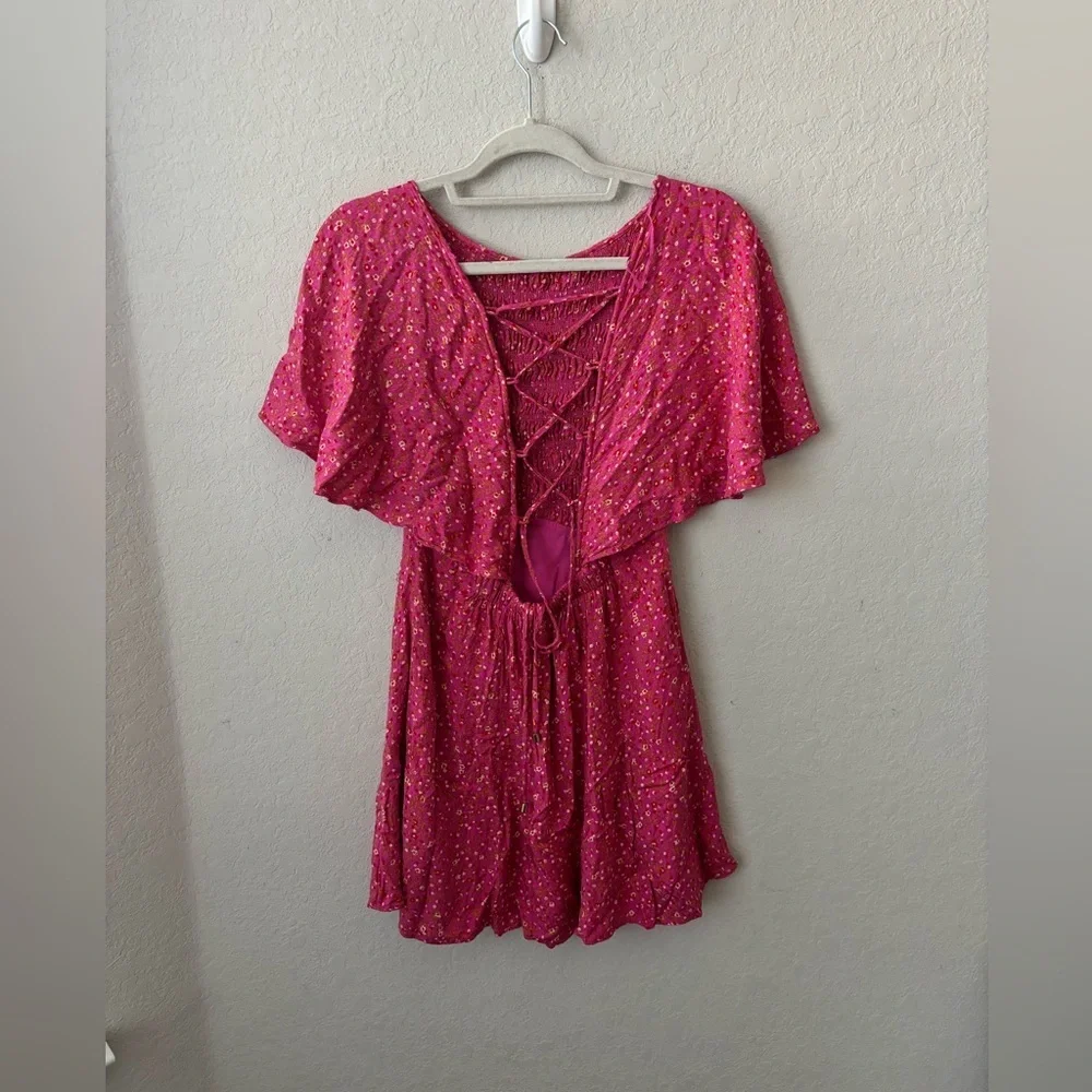 Free People Pink Floral Mini Dress Size Small